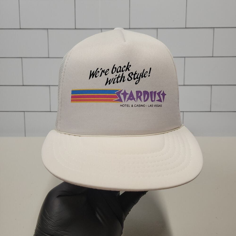 Vintage Stardust Hotel Casino Las Vegas White Mesh Trucker Snapback Hat